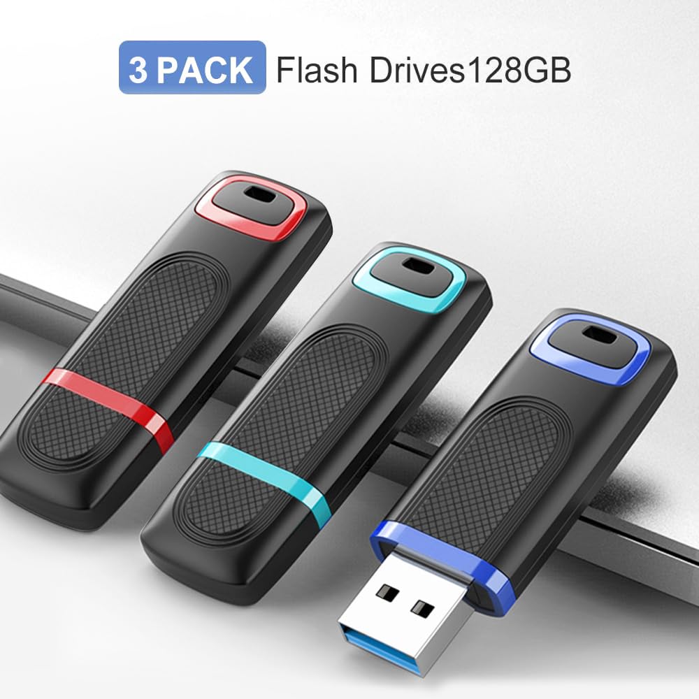 TOPESEL 128GB USB 3.0 Flash Drive 3 Pack,up to 90MB/s Reading,30MB/s Write