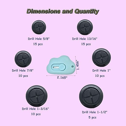65Pcs Round Rubber Grommets kit 6 Sizes Double Sided Rubber Grommets for Wiring Automotive Rubber Firewall Hole Plug Cable Wire Protection with Retractable Knife(1-1/2" 1-3/16" 1" 7/8" 13/16" 5/8")