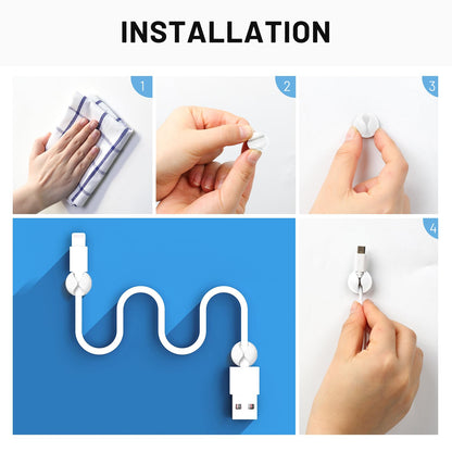 Znben 18 Pack Mini Cable Clips, Adhesive Cord Holder for Desk, White
