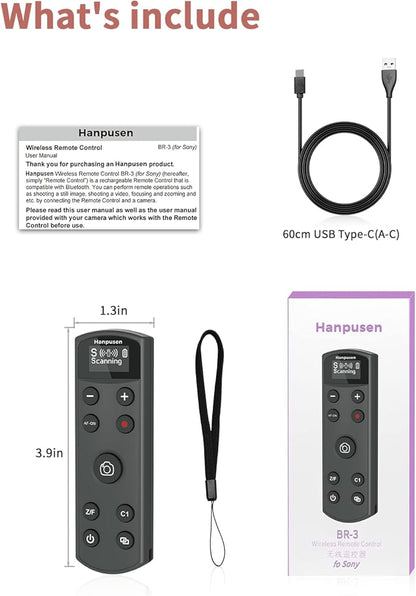 for Sony Camera Remote Control, Hanpusen Rechargeable Wireless Shutter Release with OLED Screen for ZV-E10/ZV-1/A7 III/A7 IV/ZV-1F/A6400/A6700/A6600/A6100/ZV-E1/FX30/A7C II/FX3, Replace RMT-P1BT
