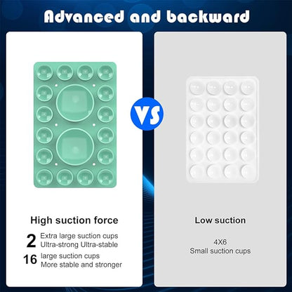 Silicone Suction Phone Holder Mount,Silicon Adhesive Phone Accessory for iPhone and Android, Hands-Free Mirror Shower Phone Holder,TikTok Videos and Selfies (Green, Single Sided)