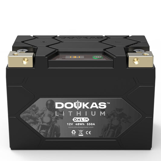 DOUKAS DKL14 YTX14-BS 550A LiFePO4 Motorcycle Lithium Battery, 12V 4Ah Powersports Battery, Compatible Jet Ski, ATV, Lawn Mower, Scooter, Generator Battery, Snowmobile
