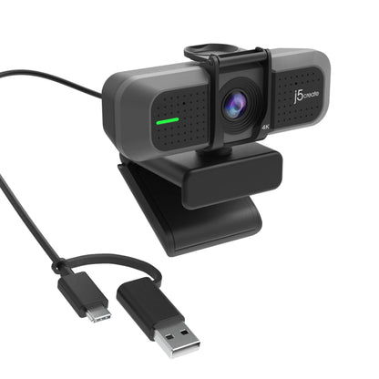 j5create 4K Wide Angle Webcam with Microphone/Privacy Cover