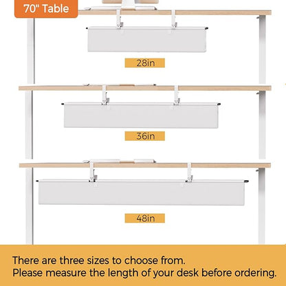 Under Desk Cable Management Tray - 36" Cord Organizer for Desk No Drill, Fabric Under Table Wire Organizer with 16X Cable Ties Hide for Office/Home, Cord Hider Fits Adapters & Sockets, White