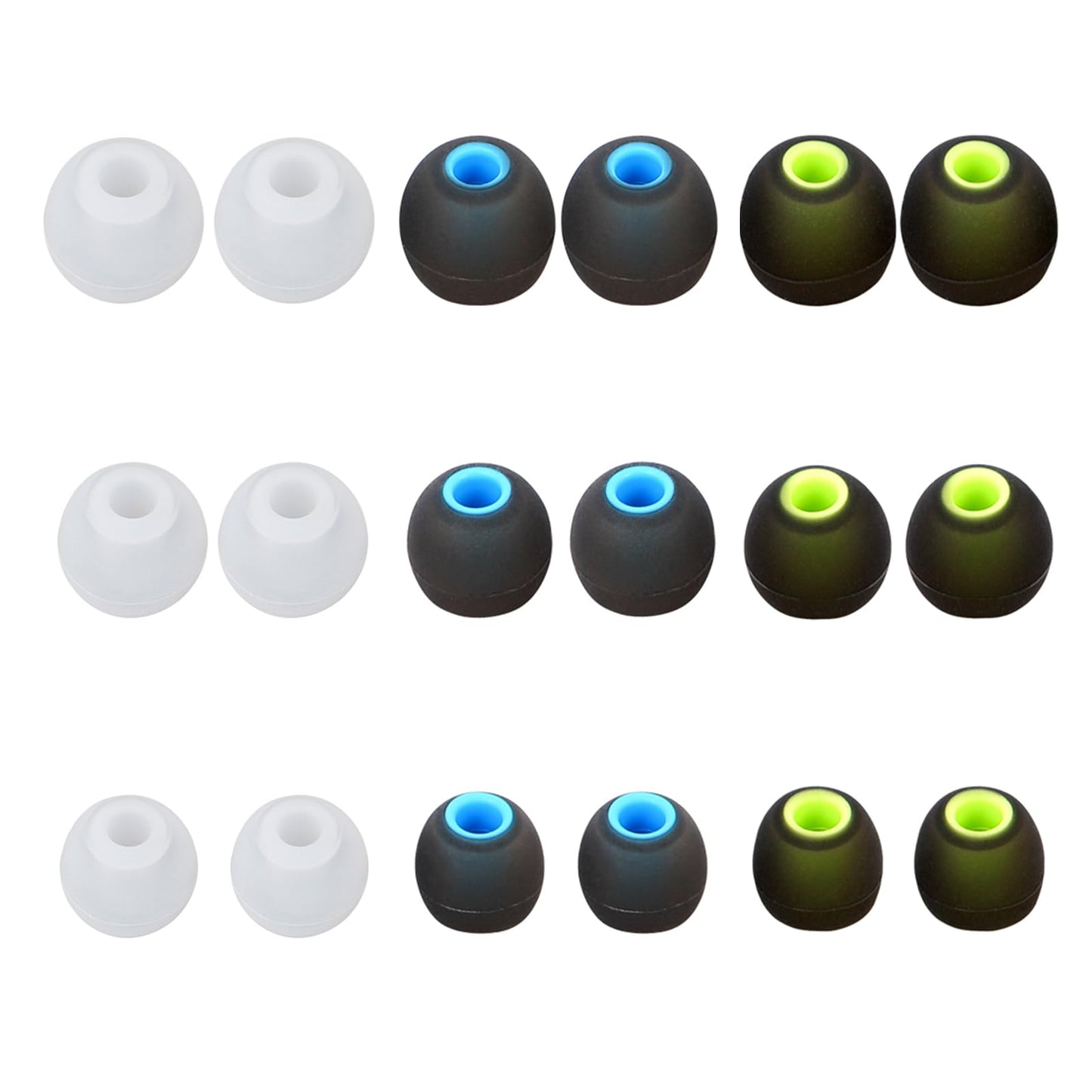 MMYQXI Silicone Replacement Earbud Tips for In-Ear Headphones (Inner Hole 3.8mm-5.1mm) - 9 Pairs, S/M/L
