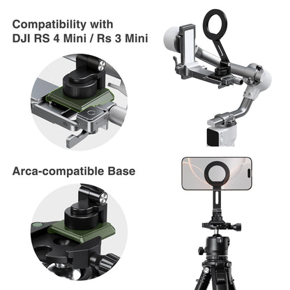 elitehood Magnetic Phone Tripod Mount, Magsafe iPhone Cold Shoe Arca Mount