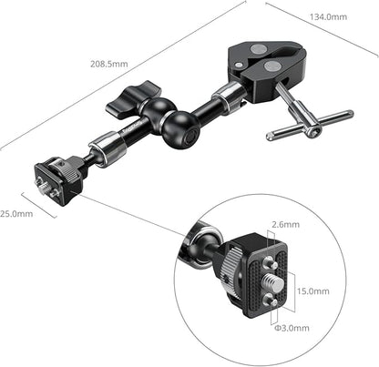 SMALLRIG 7 Inch Magic Arm with Crab-Shaped Clamp, Arm with 1/4"-20 Screw and Retractable Pins, for Action Cameras, Monitors, Video Lights, and Microphones - 5310