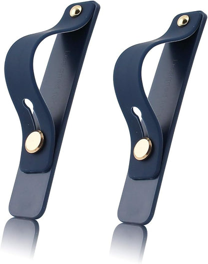 Removable and Reusable Cell Phone Grip Strap, Yetaida Telescopic Finger Kickstand Bracket Universal Silicone Phone Holder Stand and Portable Finger Loop for Most Smartphones Case (Navy)