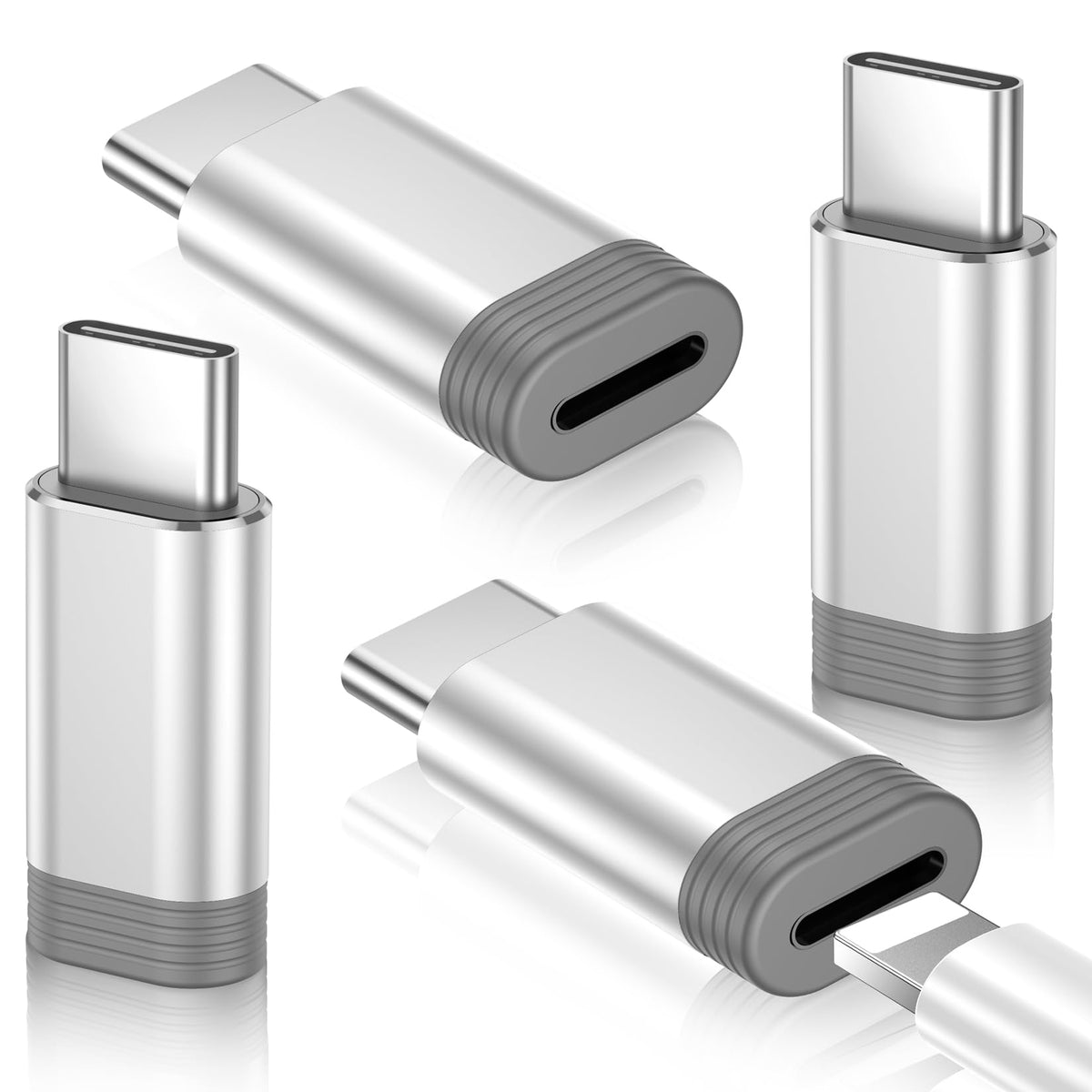 Temdan Not for Audio/OTG [4 Pack Lightning to USB C Adapter]-Silver
