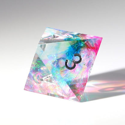 Haxtec Rainbow Sharp Edge Dice Set DND Dice with Iridescent Mylar Resin Dice Galaxy D&D Dice for RPG Role Playing Compatible with Dungeons and Dragons Gift