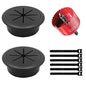 2 Pack Desk Grommet 2 Inch (50 mm), Desk Hole Cover for Cables, Black Desk Cord Hole Cover for Office Home Table, Cable Grommet with 1 Hole Saw Drill Attachment & 6 Cable Ties