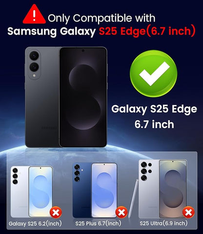 Magnetic for Samsung Galaxy S25 Edge Case [Compatible with MagSafe][Built-in Camera Lens Protector] Slim Soft Silicone Bumper Shockproof Metallic Luster Phone Case (Rose Gold)