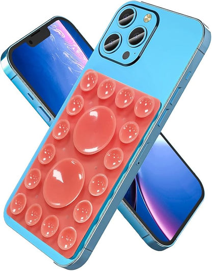 Silicone Suction Phone Holder Mount, Adhesive Accessory for iPhone and Android, Hands-Free Mirror Shower Mount for TikTok Videos and Selfies (Red, Single Sided)
