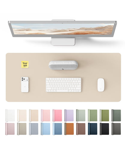 YSAGi Large Extended PU Leather Desk Pad Protector – Non-Slip Waterproof Desk Mat for Office & Home, Easy Clean Mouse Pad & Laptop Writing Blotter 35.4"x17" Black — 23.6" x 13.8"