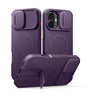 SURITCH for iPhone 14 Plus/15 Plus Case with Magnetic Camera Slide Cover and Adjustable Kickstand, Compatible with MagSafe, Shockproof Bumper Case Slim Protective Cover 6.7 Inch, Dark Purple