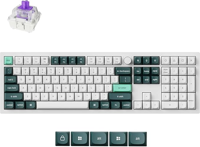 Keychron Q6 HE Wireless Custom Mechanical 100% Full Keyboard, 2.4 GHz/Bluetooth/Wired QMK Rapid Trigger Hot-Swappable Programmable Gateron Double-Rail Magnetic Switches for Mac Windows, Shell White