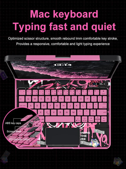 Transparent Case with Wireless Keyboard for iPad Air 13 Inch (M3/M2, 2025/2024), 7 Colors Backlight, Multi-Touch Trackpad, 360° Rotating Stand with Pencil Holder for iPad Pro 12.9 Inch (6/5/4/3 Gen)