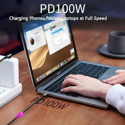 100W 2 Pack 3+6FT Type C to Type C Fast Charging Cable USBC to USBC Cord 90 Degree USB C Cable Right Angle for iPhone 16 15 Samsung Galaxy S24 S23 iPad MacBook Pixel USB C Charger