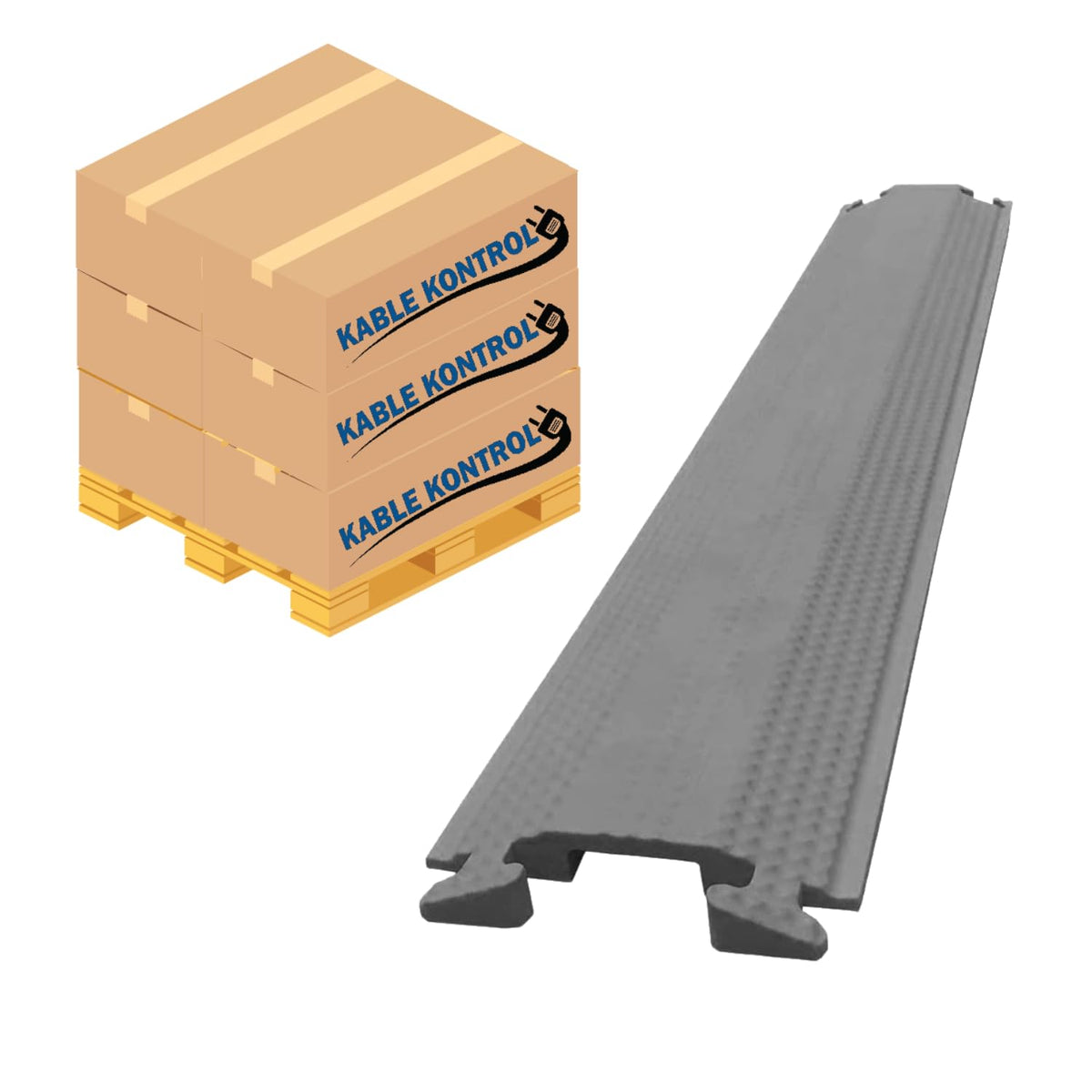 Kable Kontrol Drop Over Floor Cord Cover – 36” Inch Long 1 Channel Cable or Wire Protector – 20 Pcs Bulk Pack - Rubber Ramp for Indoor and Outdoor Use – Yellow