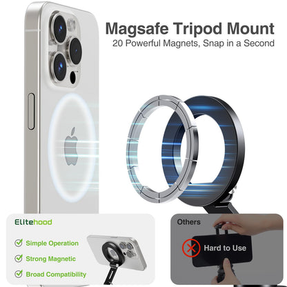 elitehood Magnetic Phone Tripod Mount, Magsafe iPhone Cold Shoe Arca Mount