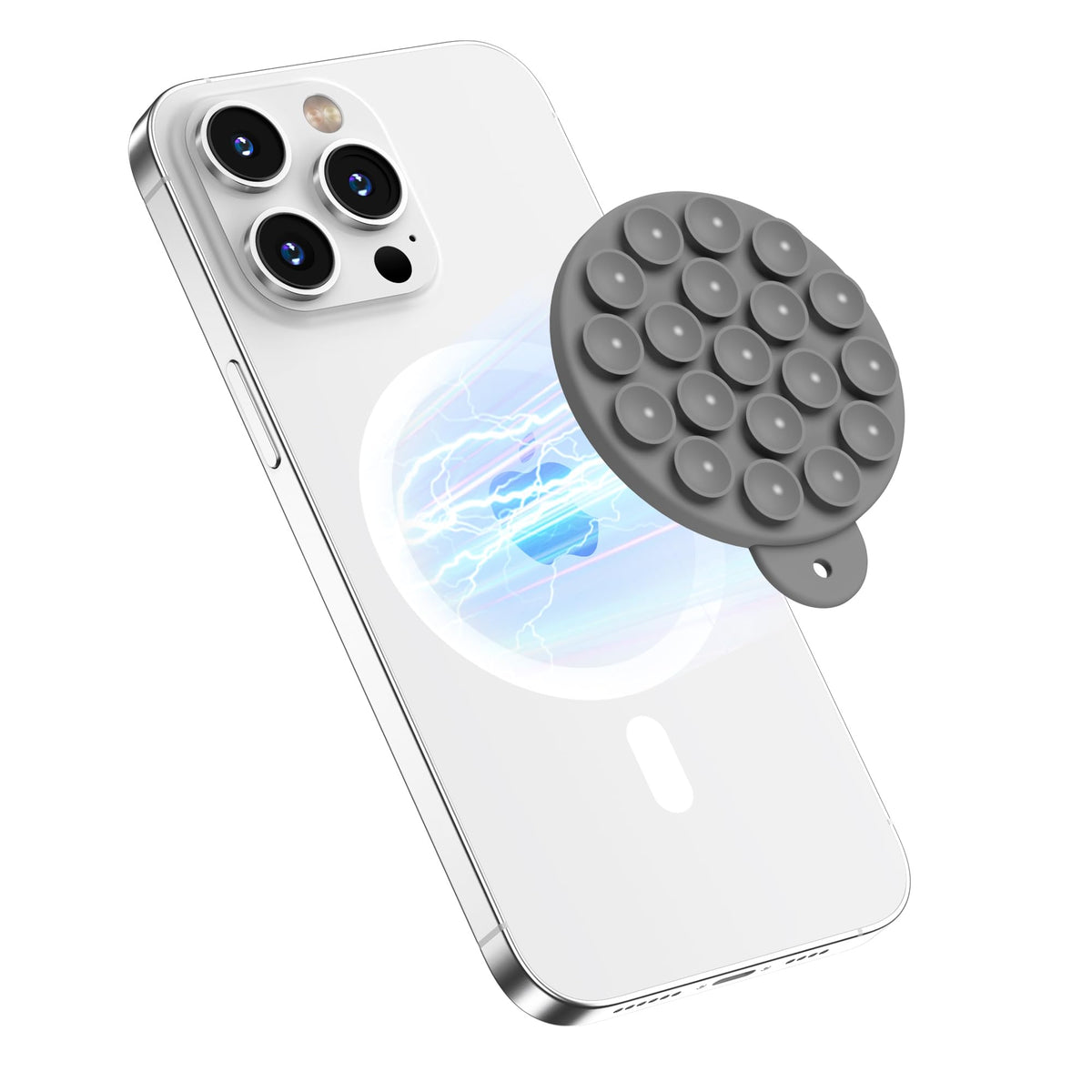 HSAOHD Magnetic Suction Cup Phone Mount, Compatible with MagSafe, Silicone Octo Cup Buddy Sticky Grip Holder for iPhone and Android, Removable Hands-Free Phone Stand Selfie/Video for TikTok, Red