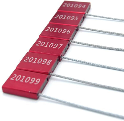High Security Cable Seals Metal Container Seals Pull Tight Alumium Shipping Security Tags for Logisitics ISO 17712 Certificated (Pack of 100, Red)