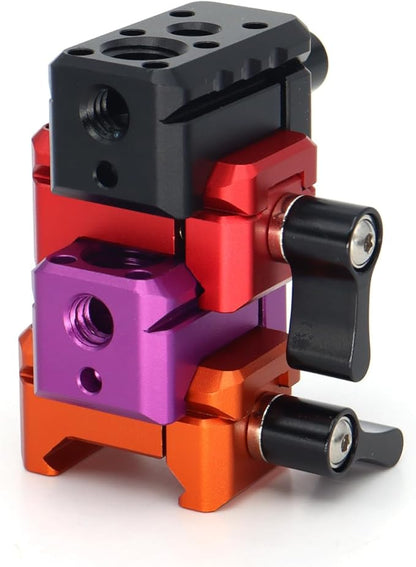 SZJELEN NATO Clamp Adapter with Cold Shoe,NATO Rail Lock Clamp Mount with 1/4" 3/8" ARRI Thread for Camera Cage Handle Monitor LED Light Microphone Magic Arm (Red)