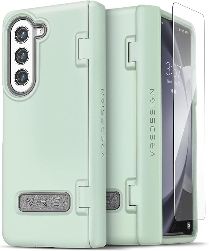 VRS DESIGN Phone Case for Galaxy Z Fold 5 5G (2023) [Terra Guard Modern], Premium Modern Neat Style Case [Anti Scratch Spring-Loaded Hinge Protection] with Screen Protector (Marine Green/Renewed)