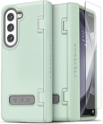 VRS DESIGN Phone Case for Galaxy Z Fold 5 5G (2023) [Terra Guard Modern], Premium Modern Neat Style Case [Anti Scratch Spring-Loaded Hinge Protection] with Screen Protector (Marine Green/Renewed)