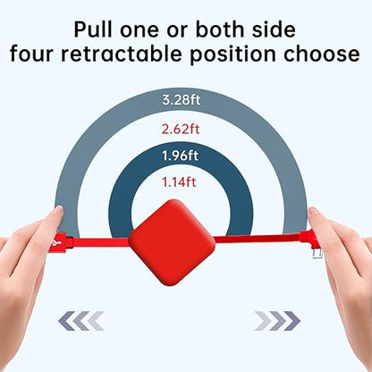 3 Pack Three in One Charging Cable Cord. 3 in 1 Charging Cable Retractable. Compatible USB C(Type-C)/Micro USB/IP, Compatible with Phone, Android, Tablet (Blue+Red+Green)