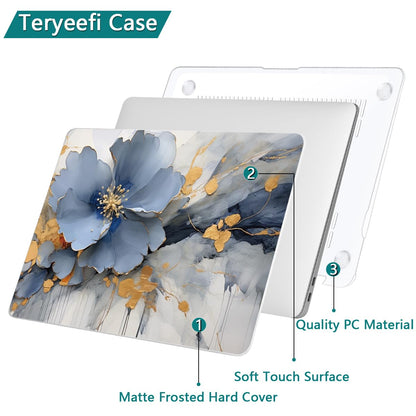 Teryeefi Compatible with M2 M1 MacBook Pro 13 inch Case A2338 A2251 A2289 A2159 A1989 A1706 A1708 (Release 2016-2020 2022),Protective Slim Cover+Keyboard Cover for MacBook Pro 13 Touch Bar, Art Floral