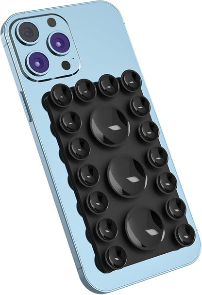 2024 Upgrade 2PCS Silicone Suction Cup Phone Case Adhesive Mount,Adhesive Grip, Sticky Suction Cup Phone Holder & Suction Phone case Holder TikTok & Selfies (Black, 3+16 Single Sided)