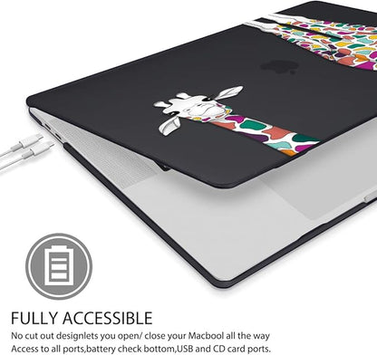 Mektron for MacBook Pro 16 Case A2141 2020 2019 Release, Matte Black Colorful Giraffe Smooth Hard Shell Cover 16 inch Laptop Case w/Keyboard Skin & Screen Protector & Dust Plug