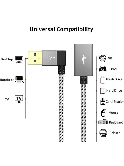 CableCreation Short USB 3.0 Extension Cable 1FT, Left Angle Extender Cord