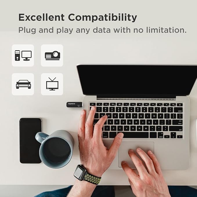 GIGASTONE V30 32GB USB 2.0 Flash Drive 5-Pack, Capless Retractable Design Pen Drive, Carbon Fiber Style, Reliable Performance & Durable