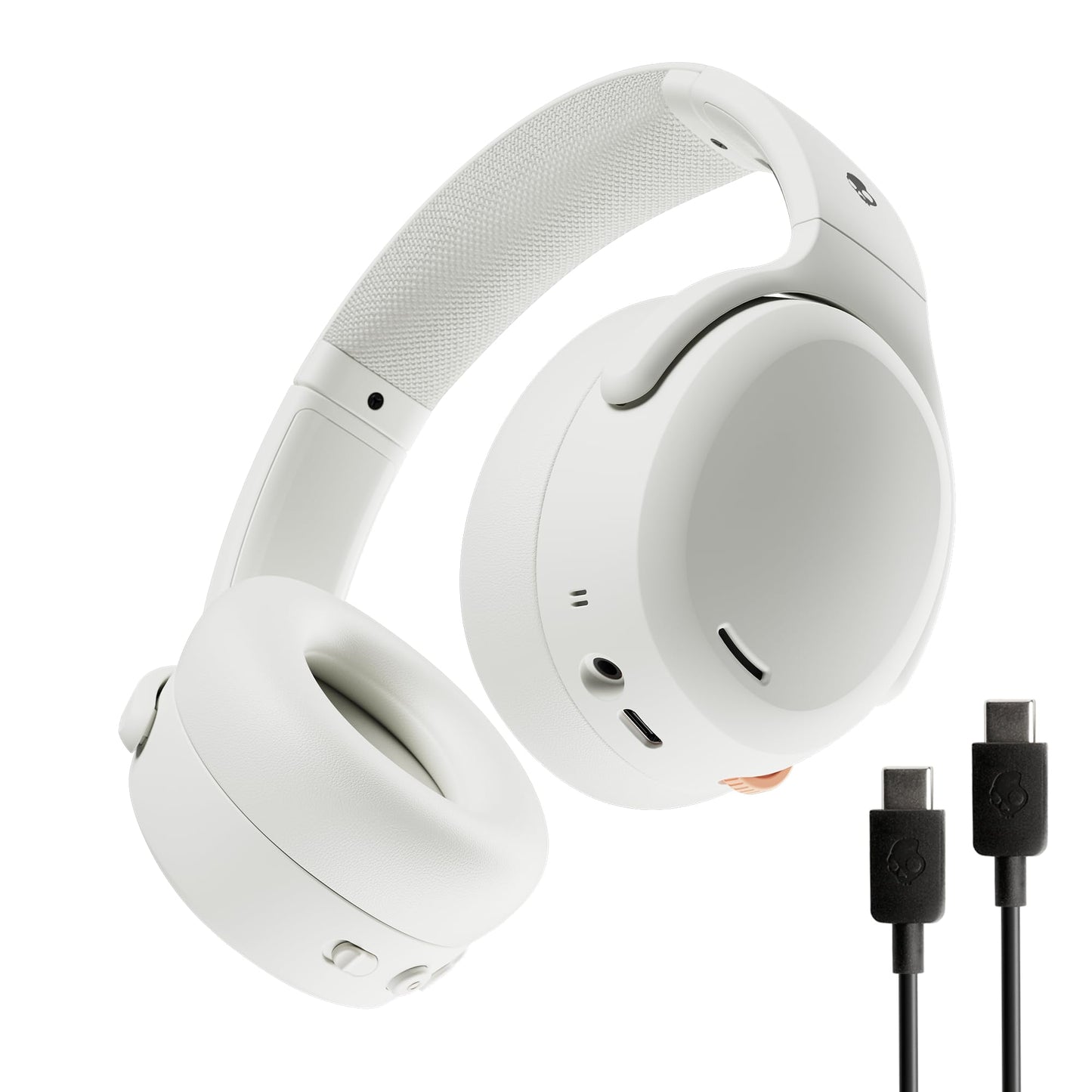 Skullcandy Crusher ANC 2 Wireless Over-Ear Bluetooth Headphones with Extra USB-C Charging Cable, Multi-Sensory Bass, Active Noise Cancelling, 60 Hours Battery, Microphone iPhone Android - Bone