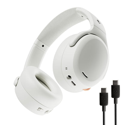 Skullcandy Crusher ANC 2 Wireless Over-Ear Bluetooth Headphones with Extra USB-C Charging Cable, Multi-Sensory Bass, Active Noise Cancelling, 60 Hours Battery, Microphone iPhone Android - Bone