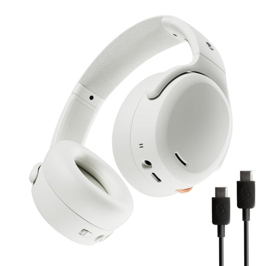 Skullcandy Crusher ANC 2 Wireless Over-Ear Bluetooth Headphones with Extra USB-C Charging Cable, Multi-Sensory Bass, Active Noise Cancelling, 60 Hours Battery, Microphone iPhone Android - Bone