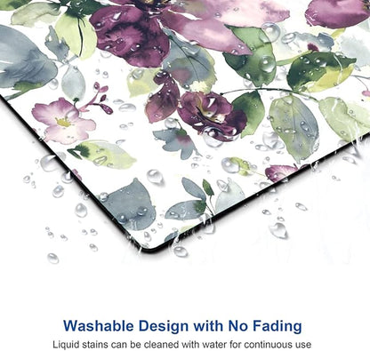 Hokafenle Floral Mouse Pad - Purple Watercolor Flower, Square Waterproof Non-Slip Rubber Base for Office Computer Laptop - Ideal for Girls and Women