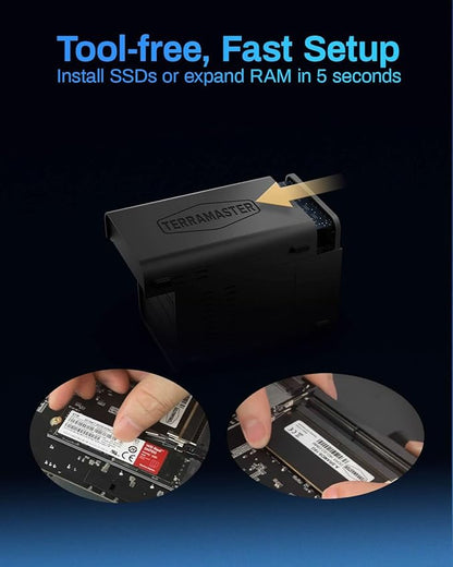 TERRAMASTER F6-424 Max NAS Storage - 6Bay Core i5 1235U 10-Cores 12-Threads, 8GB DDR5 RAM, Dual 10GbE Ports, Network Attached Storage Peak Performance for Business (Diskless)