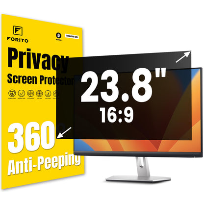 F FORITO 23.8 Inch 16:9 360°Privacy Screen Protector for Computer Monitor, Removable Eye Protection Anti Blue Light Anti Glare Computer Screen Privacy Shield for 23.8" Widescreen Monitors