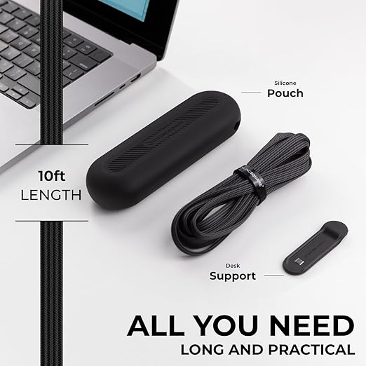 Rolling Square, inCharge XL, 6-in-1 Multi Charging Cable, 100W Ultra-Fast Charging Power, 10 Ft/3m, Urban Black