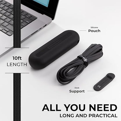 Rolling Square, inCharge XL, 6-in-1 Multi Charging Cable, 100W Ultra-Fast Charging Power, 10 Ft/3m, Urban Black