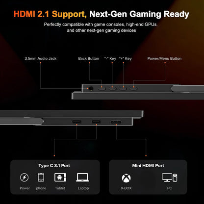 UPERFECT 2.5K 240Hz Portable Monitor, 16" 2560x1600 Portable Gaming Monitor