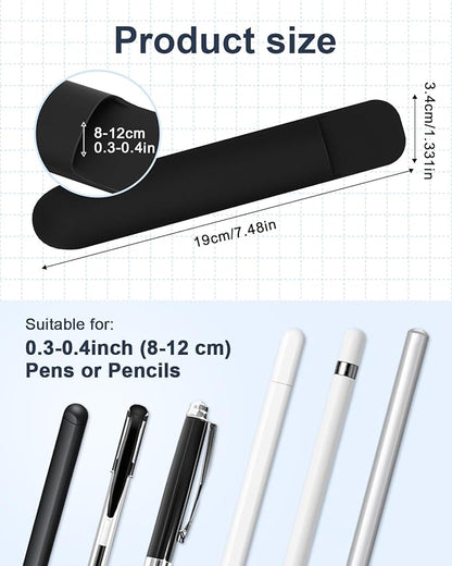 eZAKKA Silicone Pencil Holder For Most Pens,Pencils, 7.8 inch Self-Adhesive Stick To Notebooks,Diary, Desks,Tablet, Black, 1 Pack