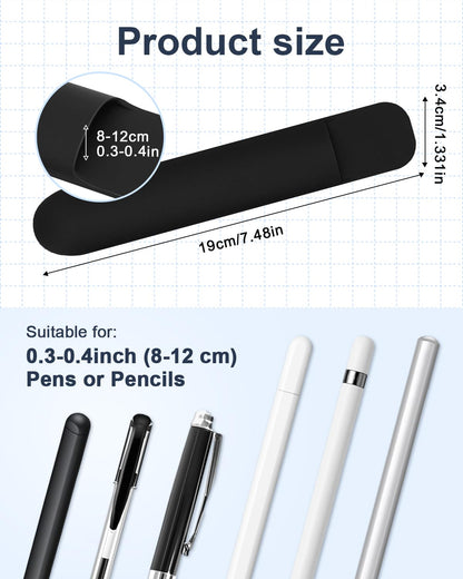 eZAKKA Silicone Pencil Holder for Notebooks & Tablets, Self-Adhesive, Black