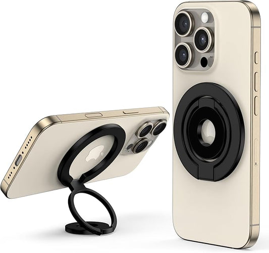 3-Fold Magnetic iPhone Ring Holder, Double-Sided MagSafe Phone Grip & Stand, 360° Rotatable Kickstand for iPhone 17e/17 Pro Max,16/15/14/13/12 Series, for Magnetic Car Mount, Metal Ring for All Phone