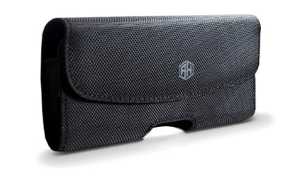 Premium Men Canvas Cell Phone Hip Carrier Clip Holster with Belt Loop Case, Strong Phone Holder Pouch Carrying Holster Compatible for Moto Samsung iPhone 5 5S 12 Mini Fits Thick Case