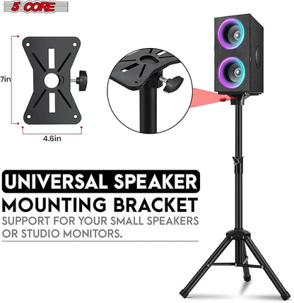 5Core Speaker Stand Tripod Floor Adjustable 24-36 Inch Short DJ Studio Monitor Stands