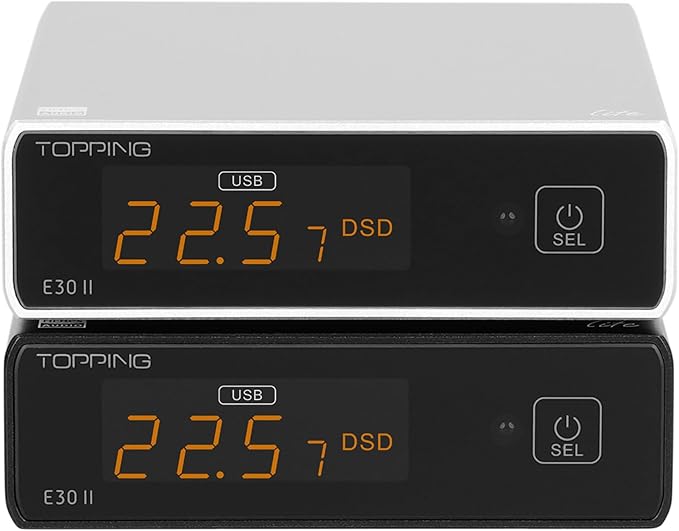Topping E30II lite DAC Preamp - AK4493S Hi-Res XMOS XU208 DAC 32Bit/768kHz DSD512 DSD Direct Mode for USB/Coax/Opt Inputs RCA HiFi Stereo Digital Audio Decoder(Silver)